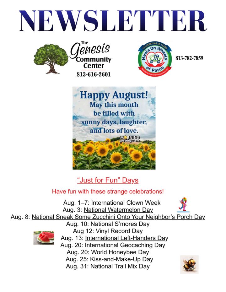 August newsletter cover